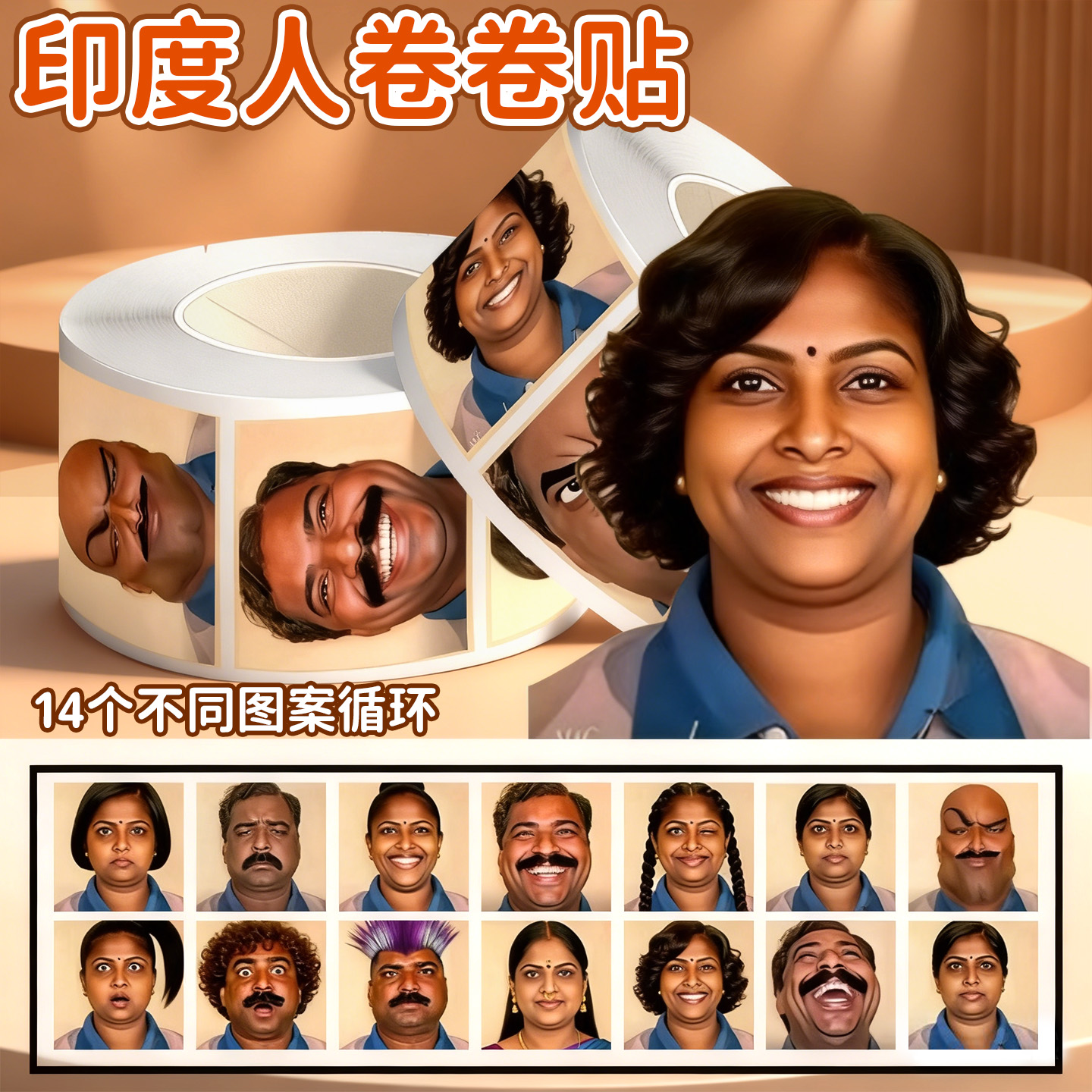 2025网红火爆款搞怪印度人贴纸