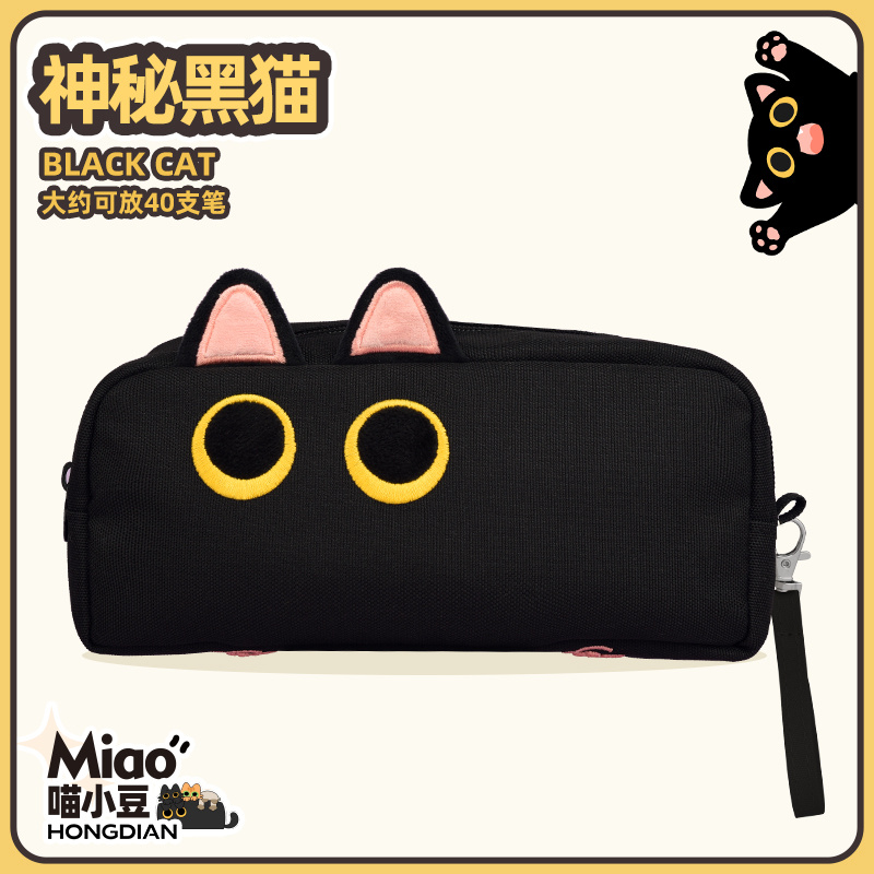 神秘黑猫笔袋简约高颜值ins风男女孩子初中女生铅笔袋2025年超火网红新爆小众不撞款大容量小学生儿童文具盒6