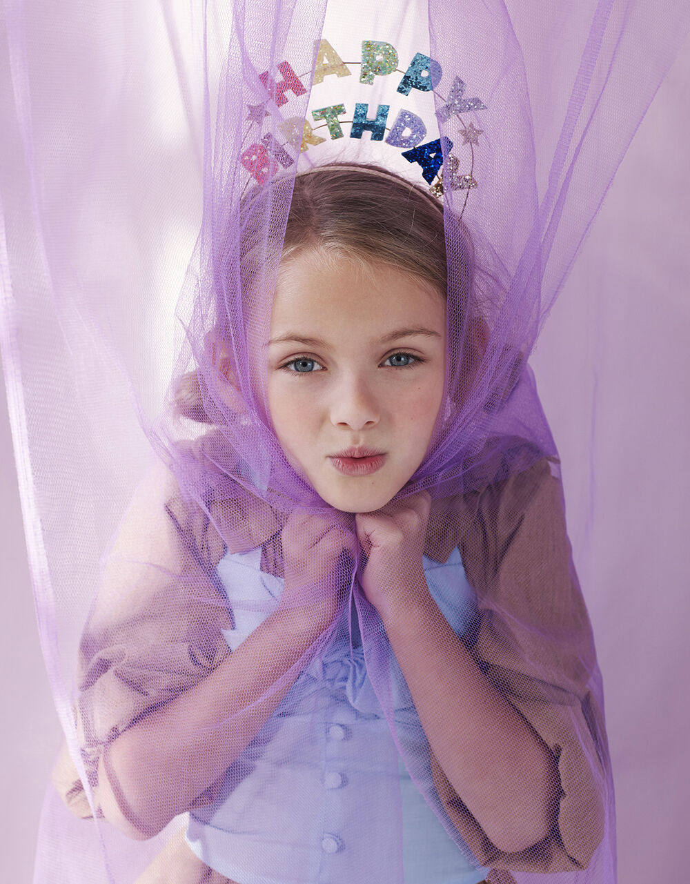 出口英国monsoon children新款儿童发卡生日快乐宴会彩色立体发箍