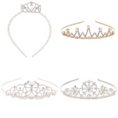 Monsoon Children出口英国原单发箍闪钻珍珠皇冠儿童头箍花童发饰