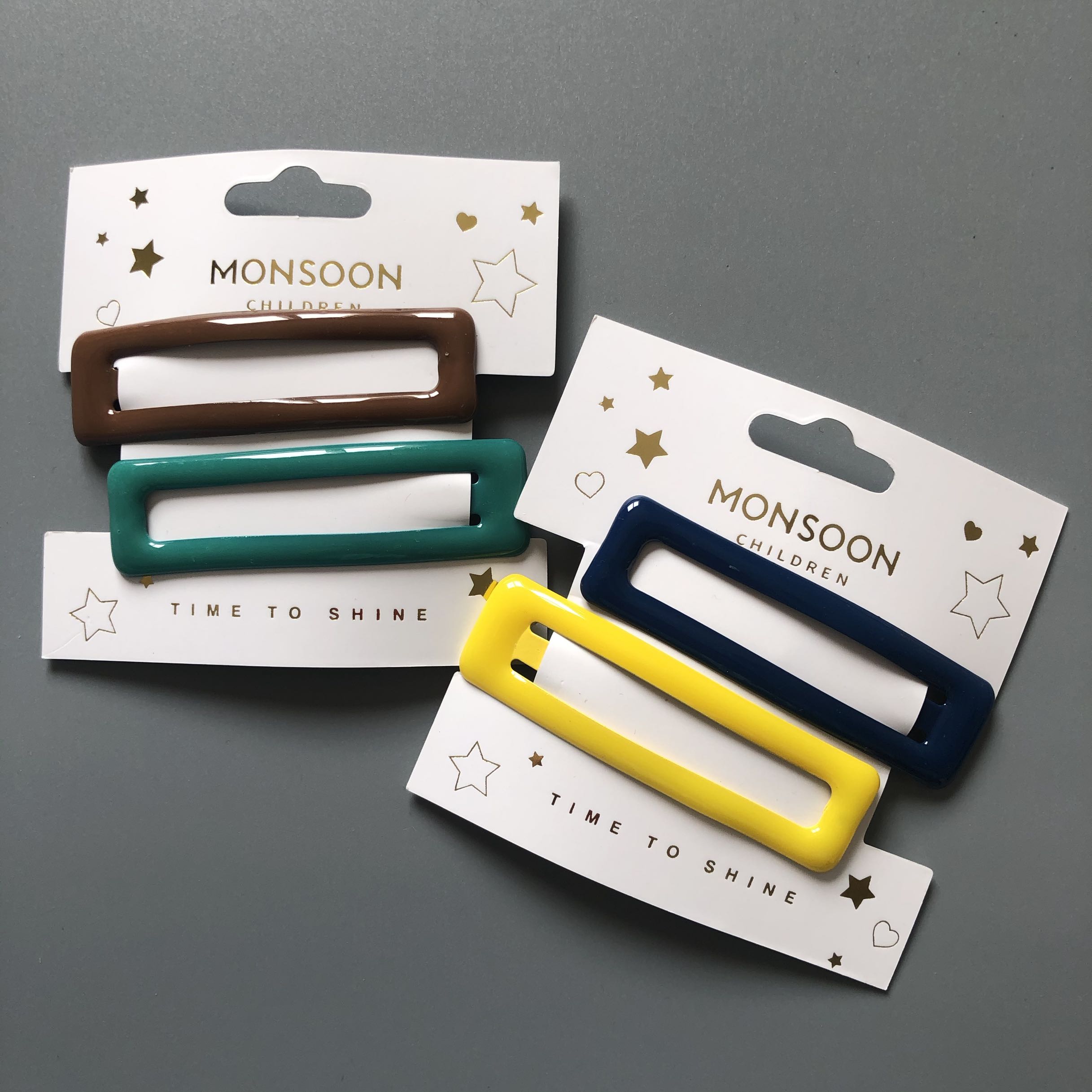 英国儿童发夹长方形镂空莫兰迪