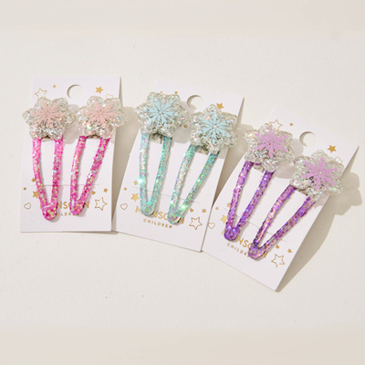 MonsoonChildren新款雪花亮片夹bling冰雪儿童发夹水滴边夹刘海夹