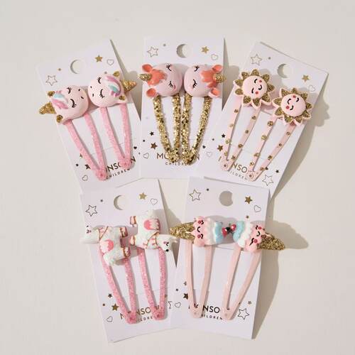 Monsoon Children甜美儿童发夹冰激凌独角兽羊驼少女刘海夹对夹