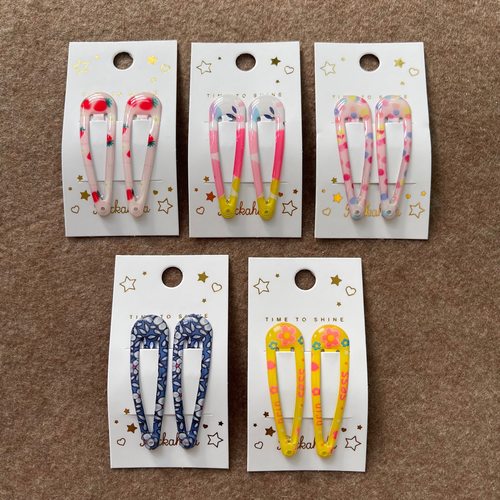 2025年新款发卡滴胶儿童发夹印花公主BB夹碎花波点草莓可爱碎发夹