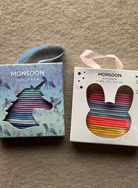 皮筋英国MonsoonChildren儿童发圈扎头绳女宝宝彩色彩虹皮扣套盒