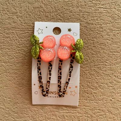 出口可爱儿童樱桃豹纹水滴夹边夹