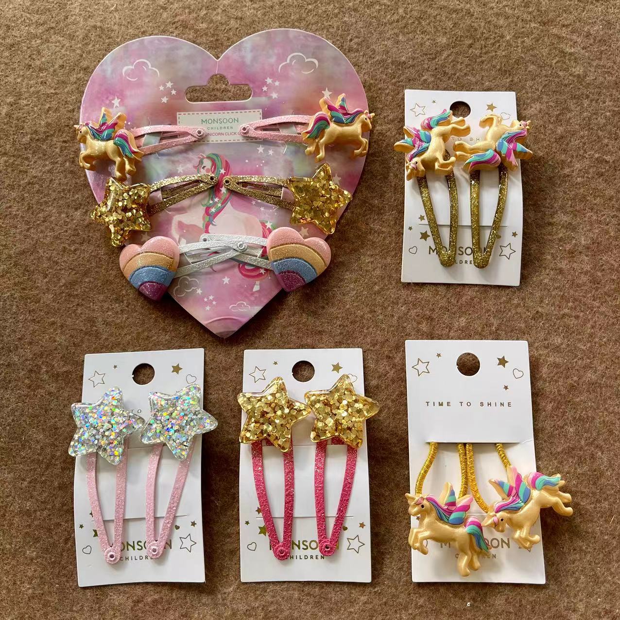 英国可爱金色独角兽圣诞发夹BB夹