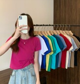 短袖 2026夏季 上衣女 T恤女韩版 ins超火短款 新款 糖果色圆领高腰短袖