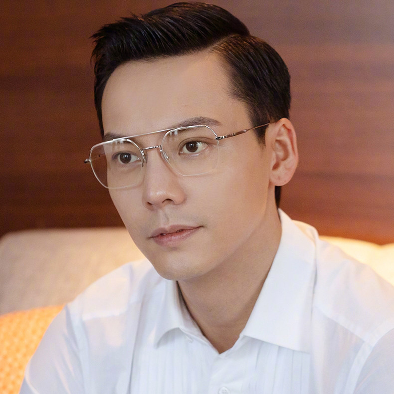 陈伟霆同款双梁飞行员眼镜复古帅气近视可配度数半框变色平光眼镜