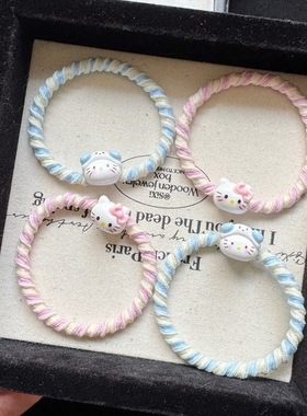 小猫头绳情侣手链少女小皮筋送给男朋友发圈百搭发绳高弹力发饰kt