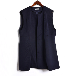 新品 简约纯色无袖 女装 时尚 马甲外套潮 圆领单排扣韩版 2026年春秋季