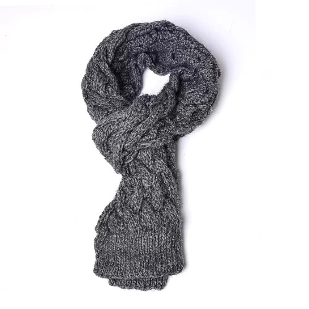 秋冬季户外保暖护颈长围巾韩版时尚百搭洋气情侣款纯色麻花围脖潮