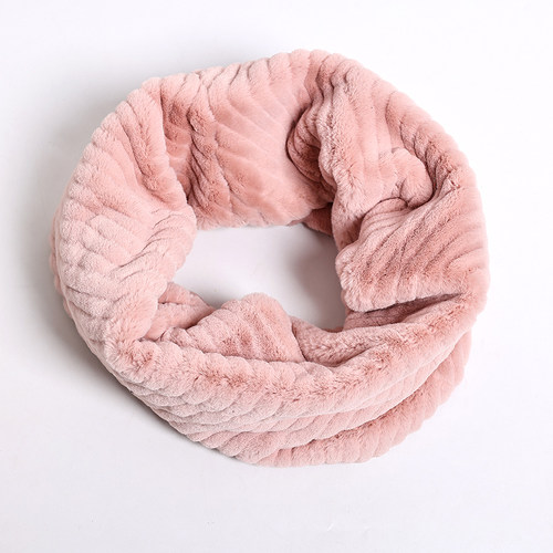 秋冬季新品甜美双层加厚纯色防风保暖围巾时尚简约可爱毛绒围脖潮