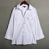 衬衫 2026年春秋季 双口袋休闲七分袖 女士宽松显瘦简约纯色工装 时尚