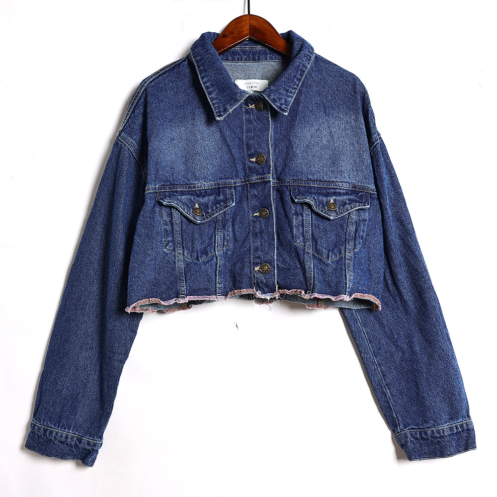 2025年春秋季女士时尚翻领单排扣减龄时尚短款休闲外套牛仔上衣潮