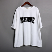 字母拼接圆领套头宽松大码 2026年夏季 时尚 女装 休闲运动T恤潮 新品