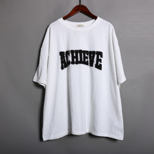 字母拼接圆领套头宽松大码 2026年夏季 时尚 女装 休闲运动T恤潮 新品