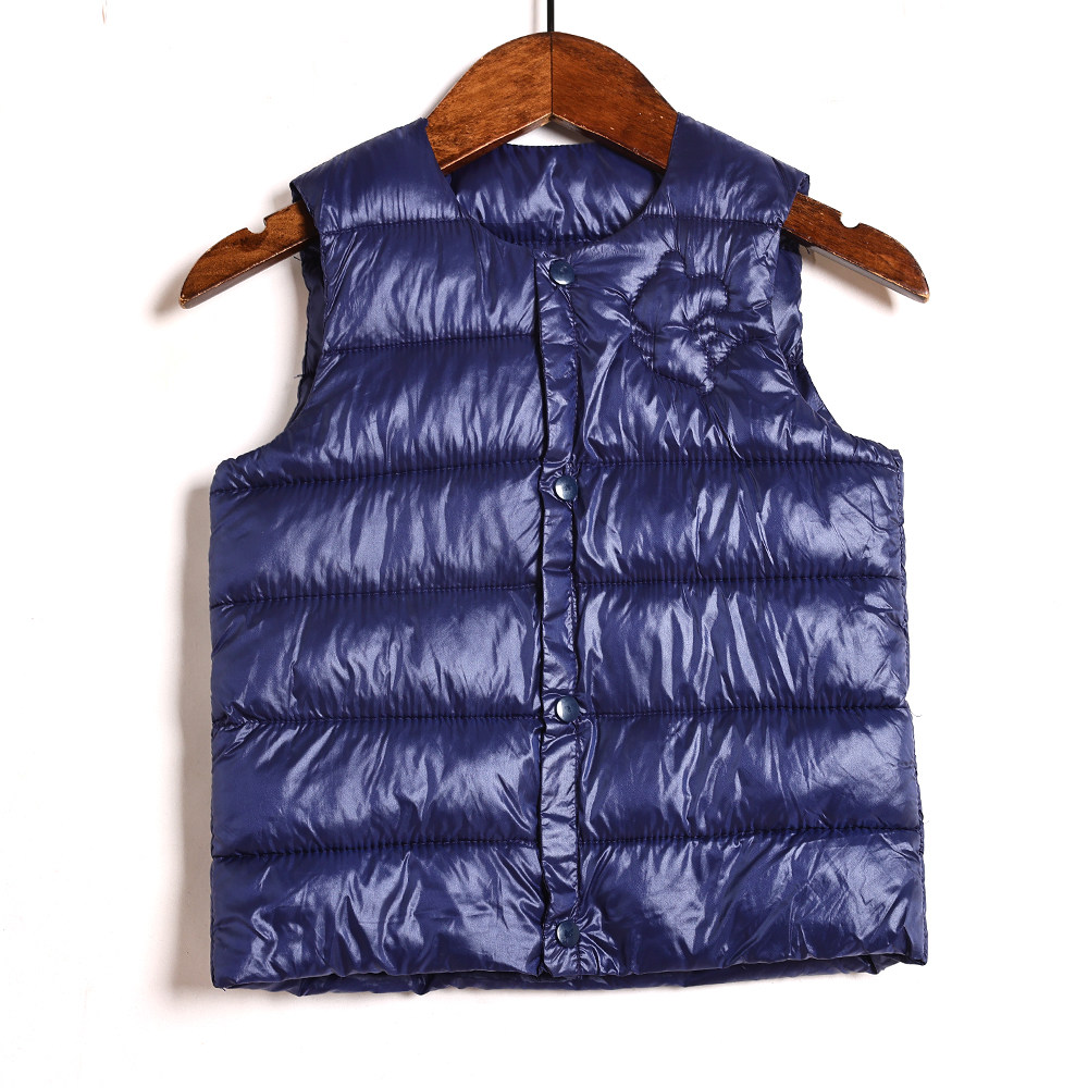 2025年秋冬季儿童丝棉加厚中小童男女童保暖时尚纯色马甲外套潮