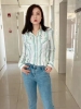 春装2025年新款上衣胖mm衬衣春秋外套设计感小众蓝白条纹女士衬衫