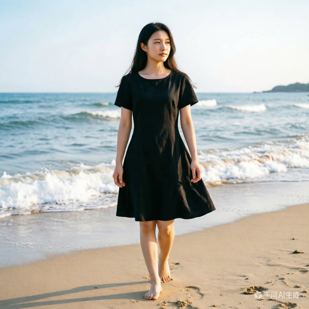 2026年夏季新品女装韩版时尚洋气圆领套头中长款纯色短袖连衣裙潮