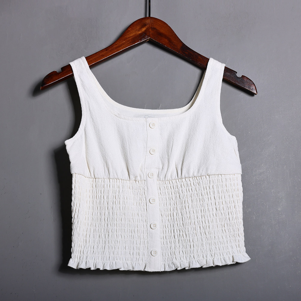 2026年夏季新品女装时尚亲子款背心韩版时尚纽扣设计打底衫潮