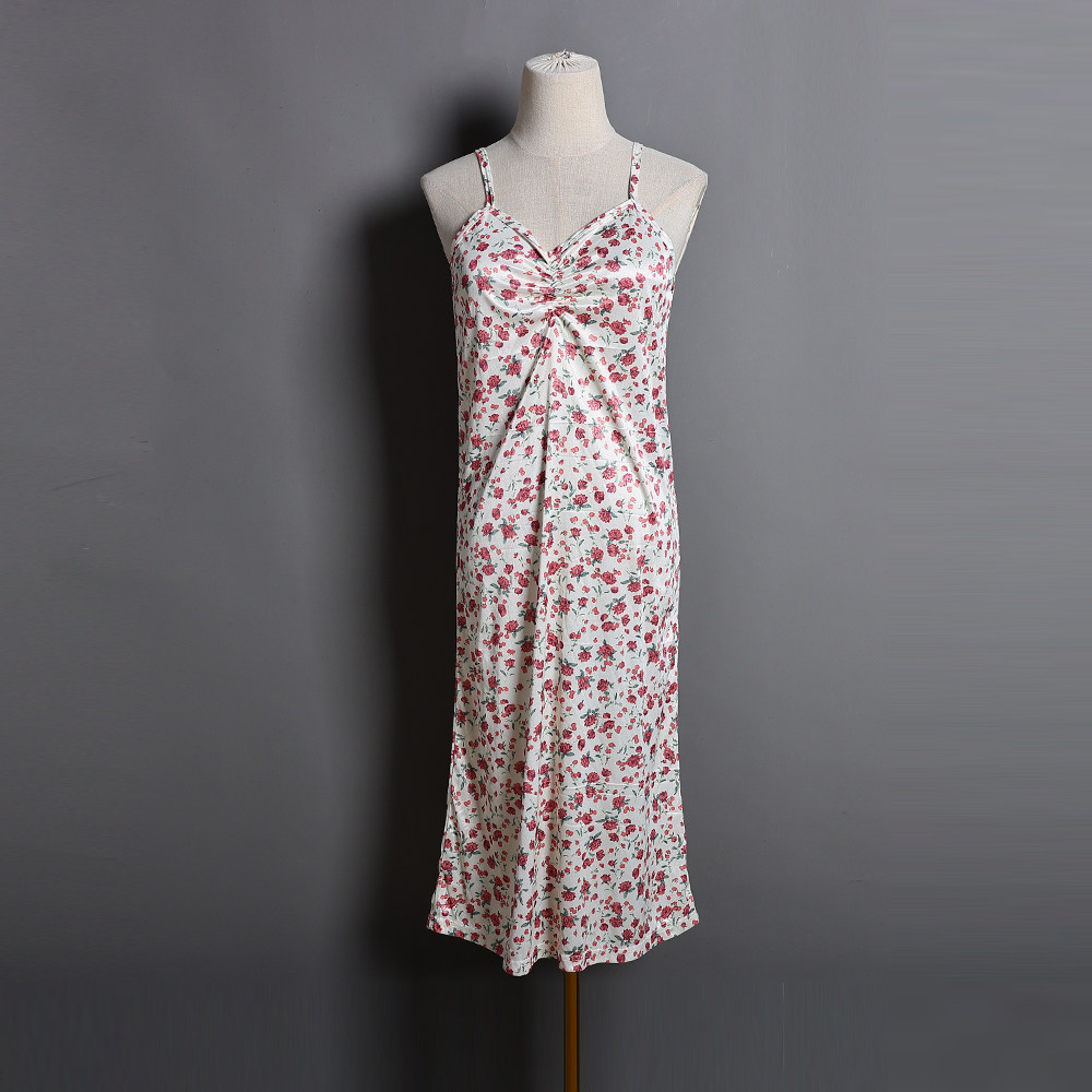 夏季新品女装时尚印花性感无袖中长款吊带睡裙薄款透气打底裙潮