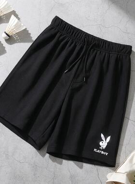 2026年夏季新品情侣款松紧腰简约纯色宽松显瘦休闲运动裤阔腿短裤