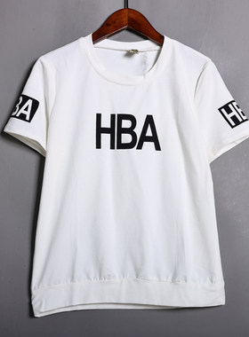 HBA2026年夏季新品女装时尚字母印花圆领套头短袖T恤休闲运动上衣