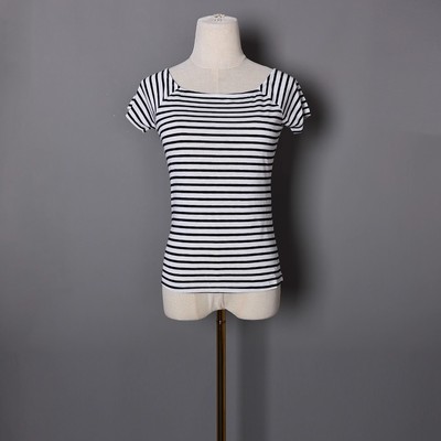 夏季新品女装套头薄款休闲条纹短袖T恤韩版减龄紧身显瘦打底上衣