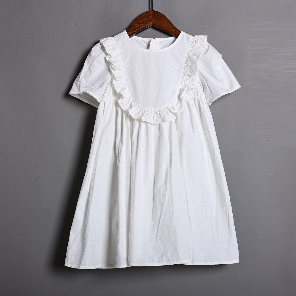 连衣裙女2025年夏季甜美可爱圆领套头女童中长款a字公主连衣裙潮