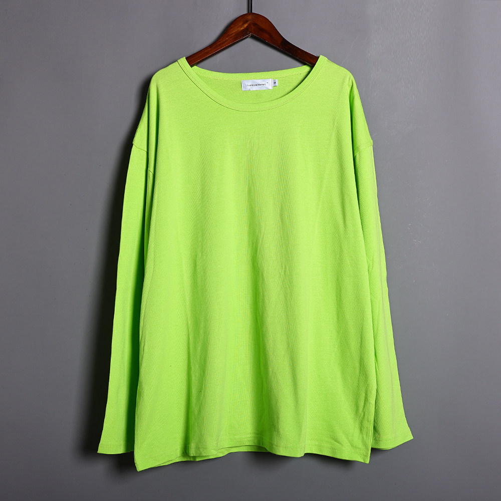欧版大码男士圆领套头基础款长袖休闲体恤棉质亲肤透气打底衫潮