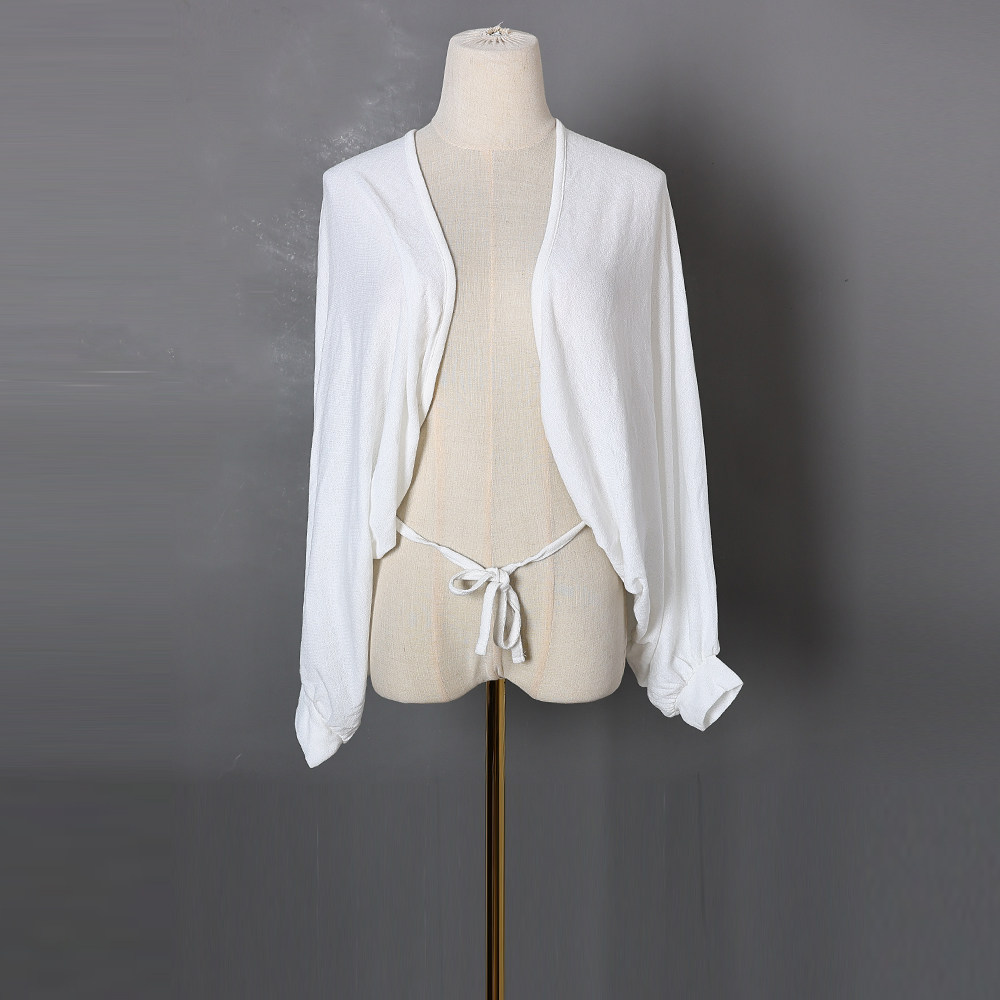 薄款针织开衫小外套春夏季时尚防晒蝙蝠袖无扣休闲外套简约纯色潮