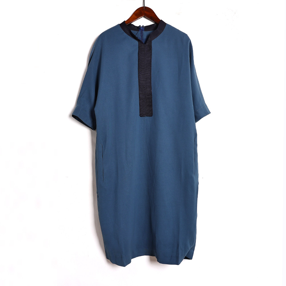 夏季新品女装中老年妈妈韩版时尚圆领套头宽松直筒短袖连衣裙潮