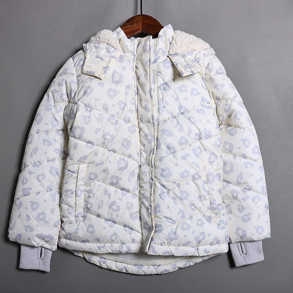 秋冬季时尚可爱印花连帽长袖棉服时尚中小童女童保暖棉衣潮