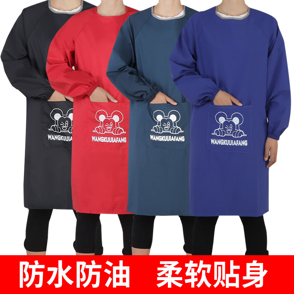 防水防油罩衣上班工作加长软耐用围裙厨房食堂餐饮成人工作服反穿