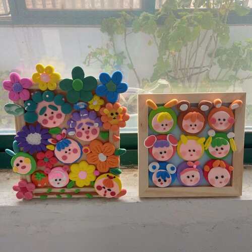 超轻粘土画框diy手工制作材料包黏土画画木质相框幼儿园儿童彩泥