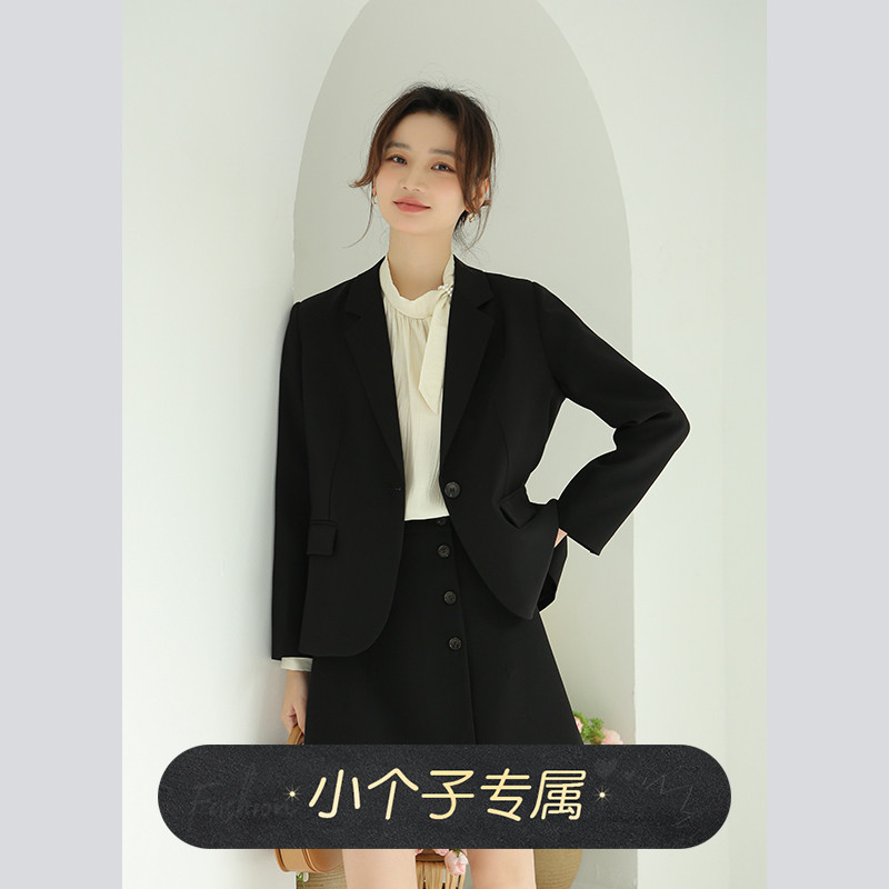奈格薇儿小个子黑色西装外套女春秋2025新款职业装面试正装西服