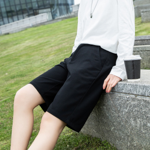 薄款 女夏季 老钱风五分裤 小个子直筒休闲大码 外穿 黑色西装 中裤 短裤