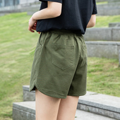女夏宽松热裤 小个子休闲工装 大码 军绿色运动短裤 三分裤 衩胖mm外穿
