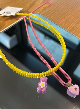 多巴胺彩色花朵小熊串珠叠戴项链女可爱甜美时尚百搭颈链锁骨链