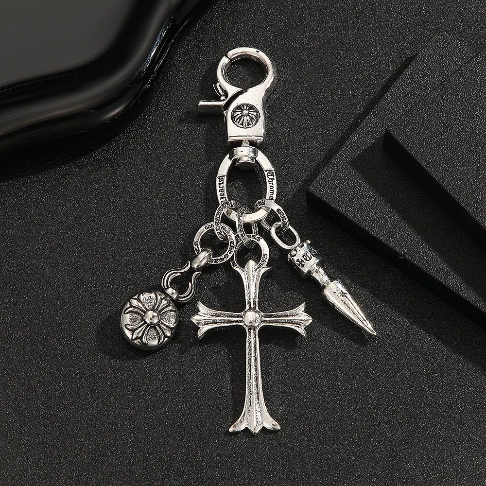 新款金属十字架长钉裤链钥匙扣复古朋克嘻哈男女款背包挂件配饰