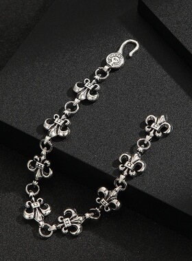 经典复古船锚拼接手链嘻哈欧美ins暗黑潮牌时髦手链可调节