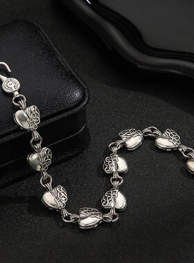 克罗复古嘻哈百搭可调节手链十字花爱心拼接男女手饰欧美朋克手链