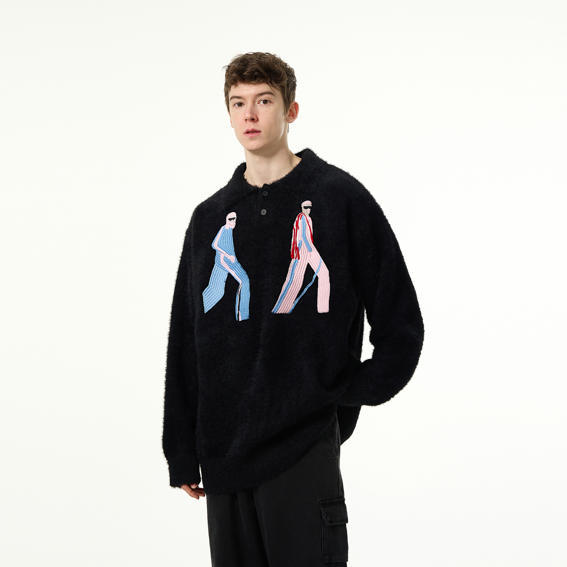 MADWITCH小众设计马海毛翻领毛衣