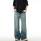 MADWITCH美式 子 男女休闲做旧直筒裤 复古cleanfit基础款 水洗牛仔裤