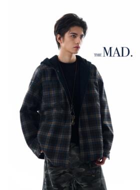 MADWITCH复古设计感双面穿连帽卫衣男女宽松休闲vintage情侣帽衫
