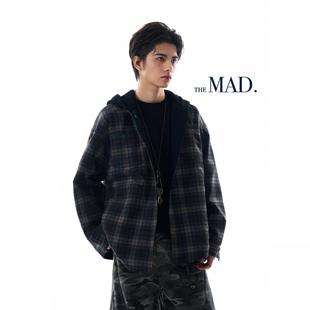 MADWITCH复古设计感双面穿连帽卫衣男女宽松休闲vintage情侣帽衫