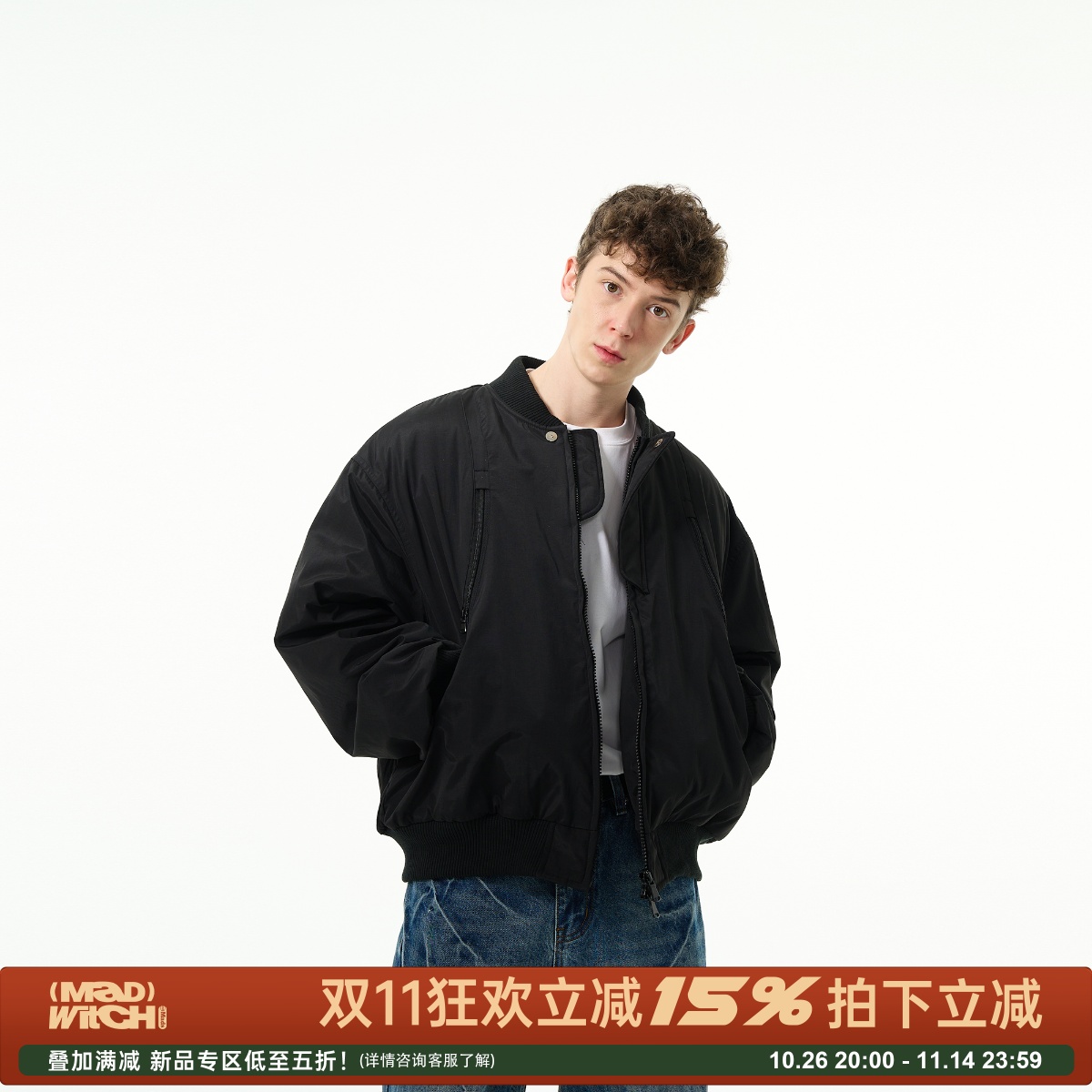 MADWITCH美式复古空军MA1夹克棉服潮牌情侣cleanfit短款外套棉衣