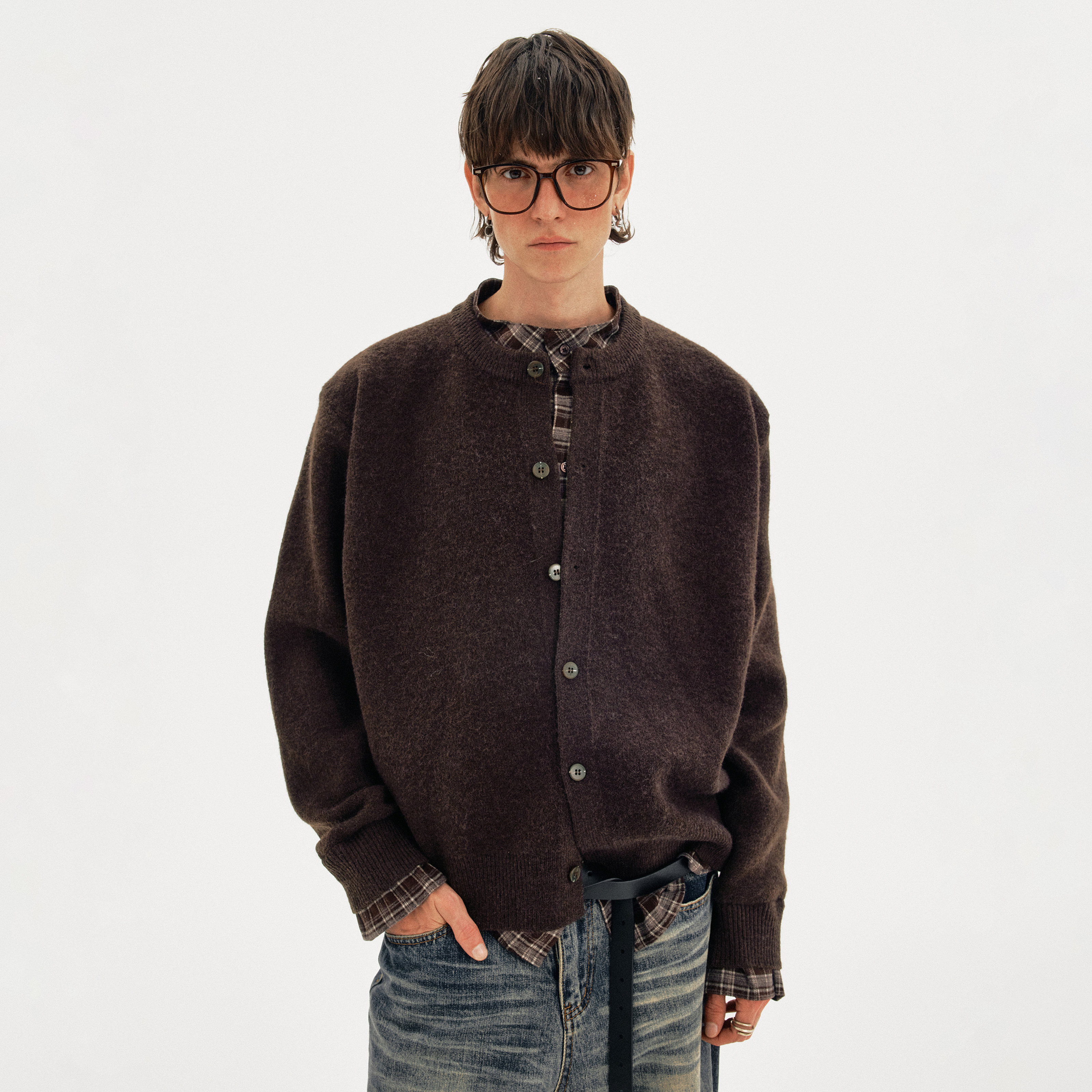 MADWITCH老钱风拼接假两件针织衫