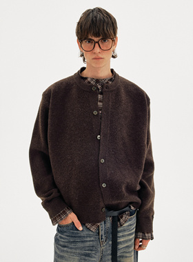 MADWITCH新贵老钱风拼接格子假两件针织衫男女复古氛围感开衫毛衣